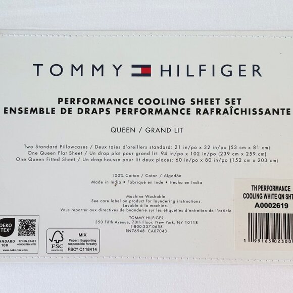 TOMMY HILFIGER Queen Cotton Performance Cooling Sheet Set 100% crisp cotton - Picture 2 of 4